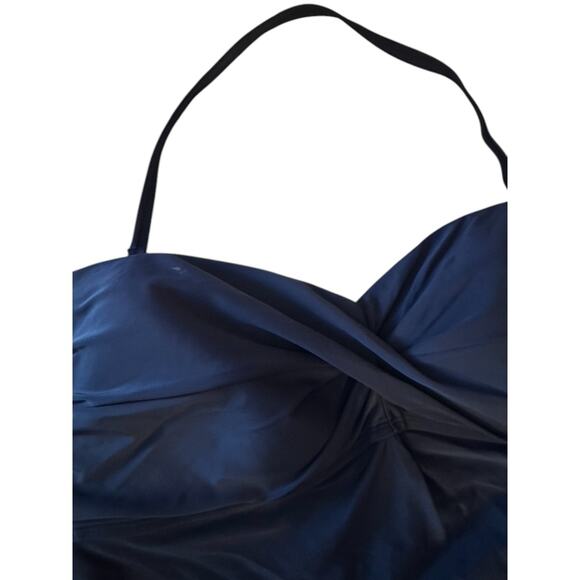 Hilor Ruched Twist Front One Piece Swimsuit Tummy Control Navy Blue Size 16 New - Picture 3 of 8